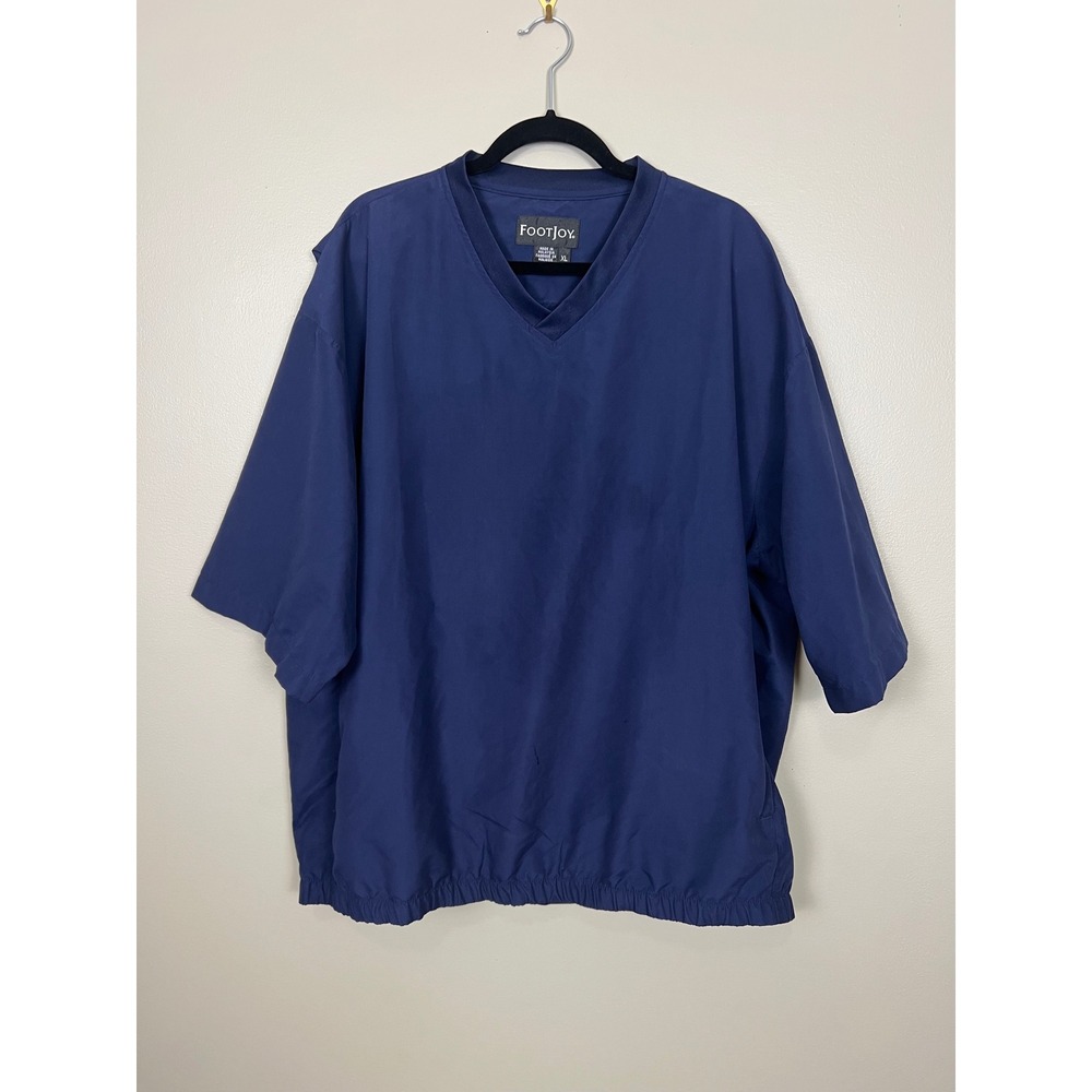FootJoy Mens XL Navy Blue Short Sleeve V-Neck Golf Windshirt Pullover Jacket